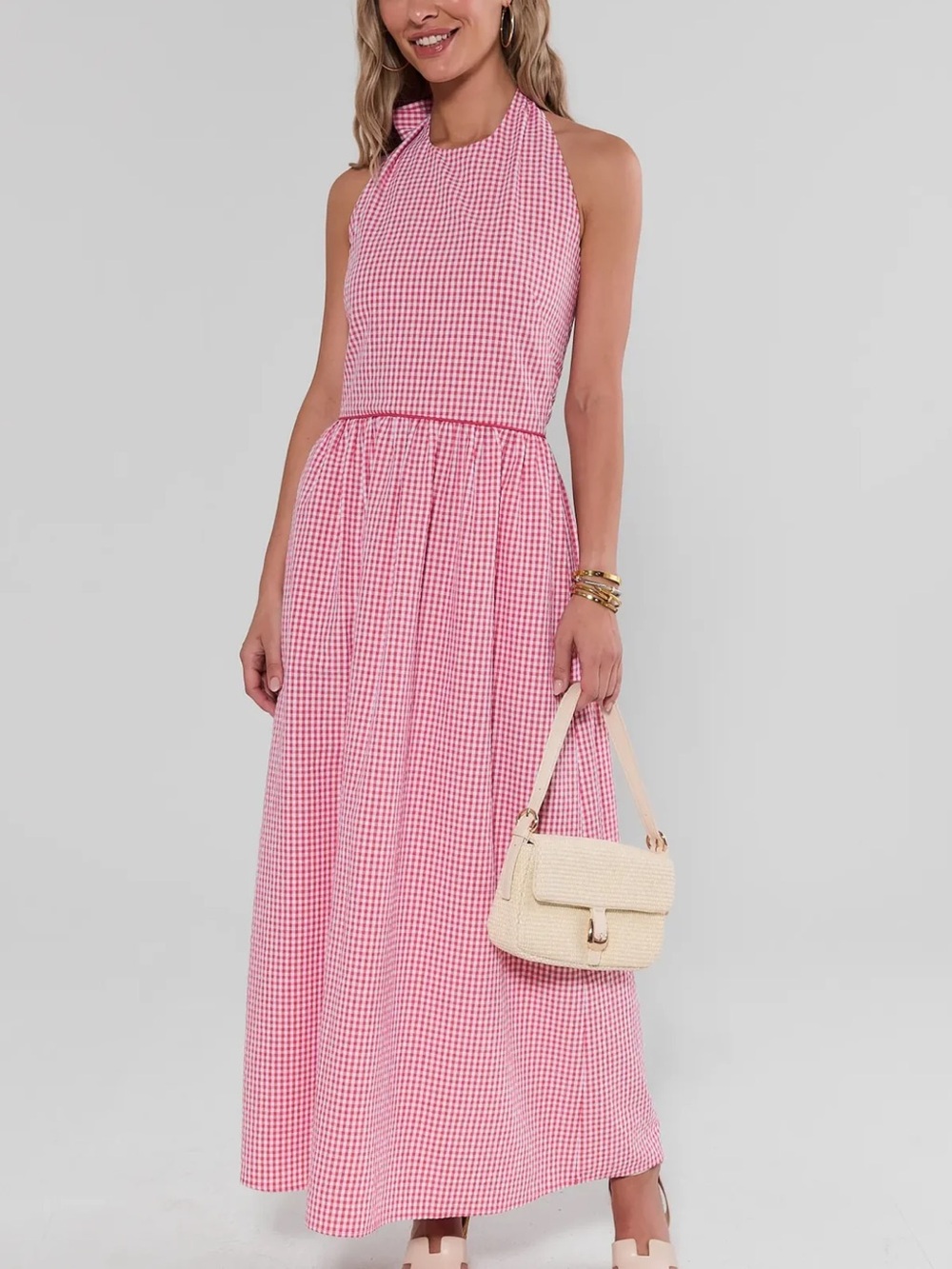 Avara Red Gingham Maxi Dress